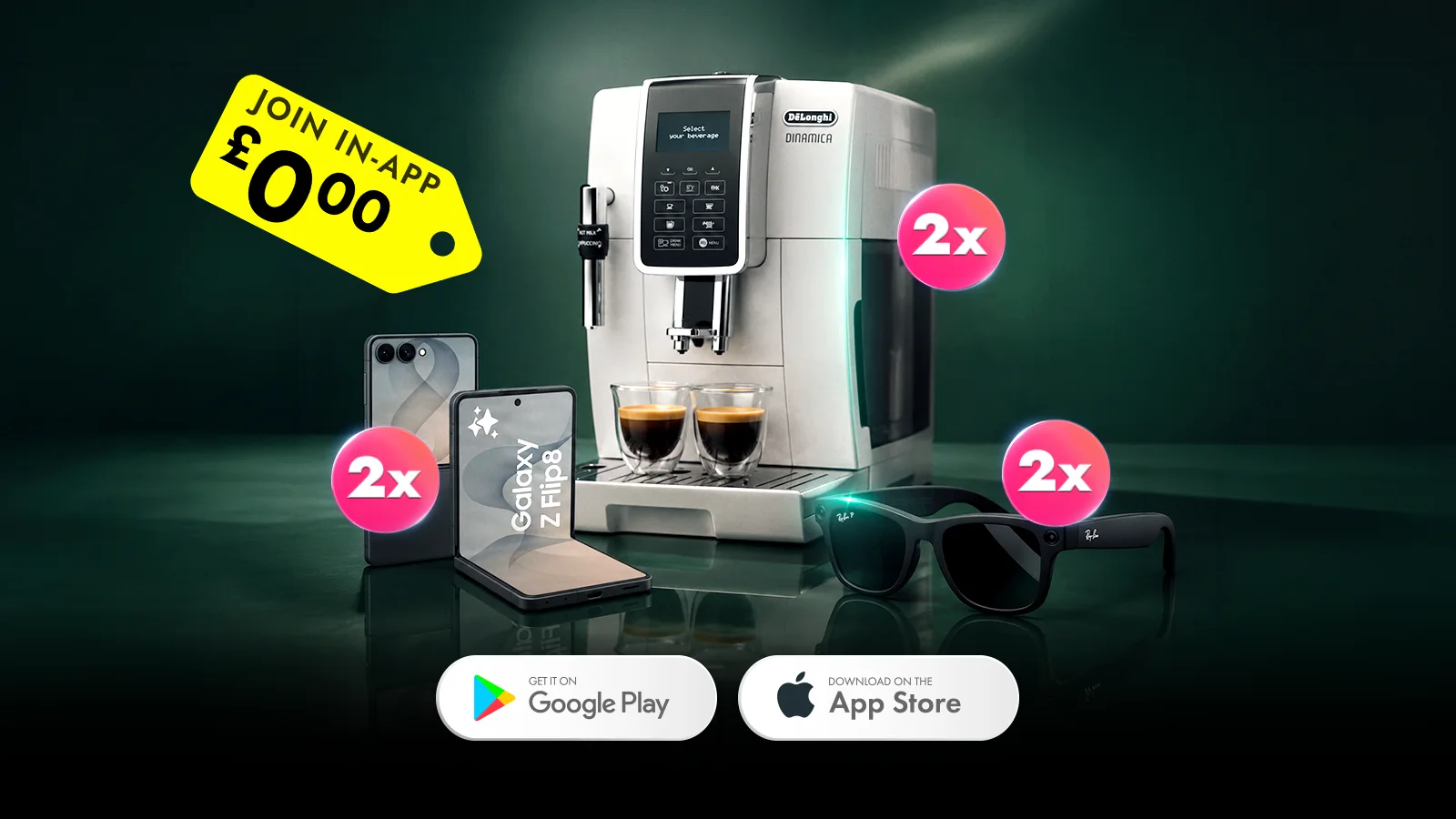   Win 2x Z Flip8 and 2x Ray-Ban and 2x Delonghi Machine For Free!