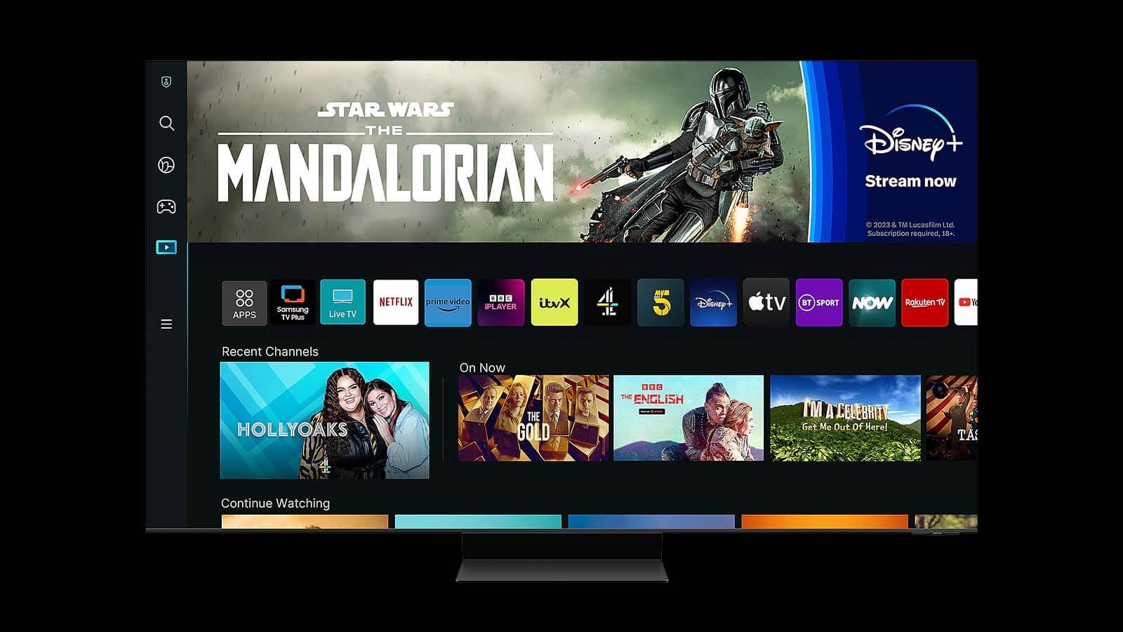 TV showing mandalorian  Samsung TV: TV & Soundbar + £10,000