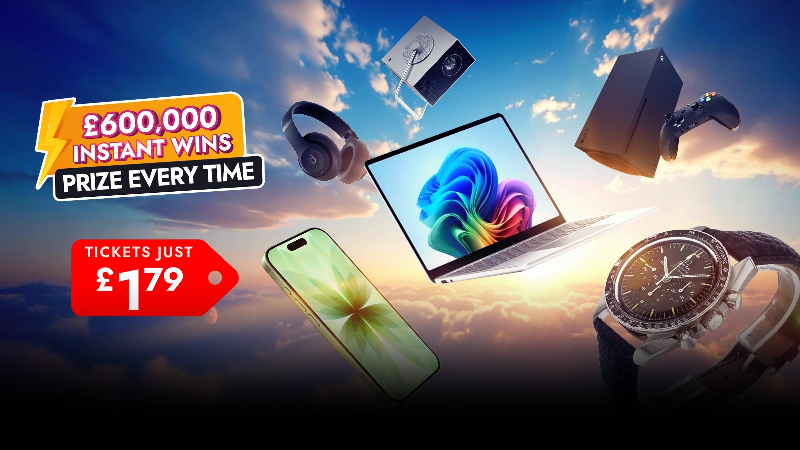   Prizes are Falling From the Sky – £600k Prize Every Time!