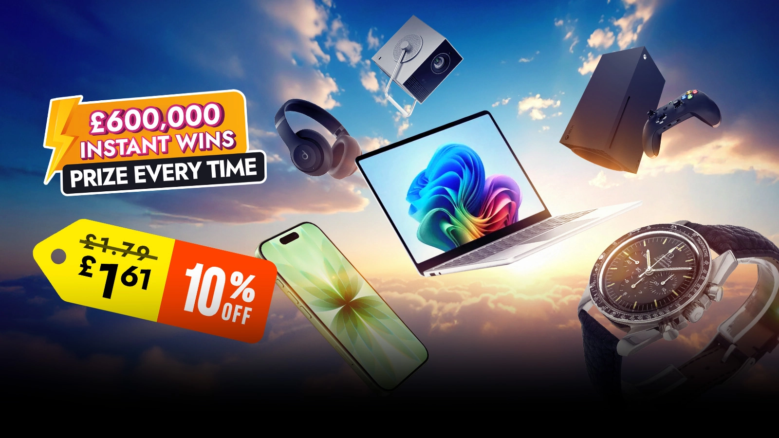   Prizes are Falling From the Sky – £600k Prize Every Time!