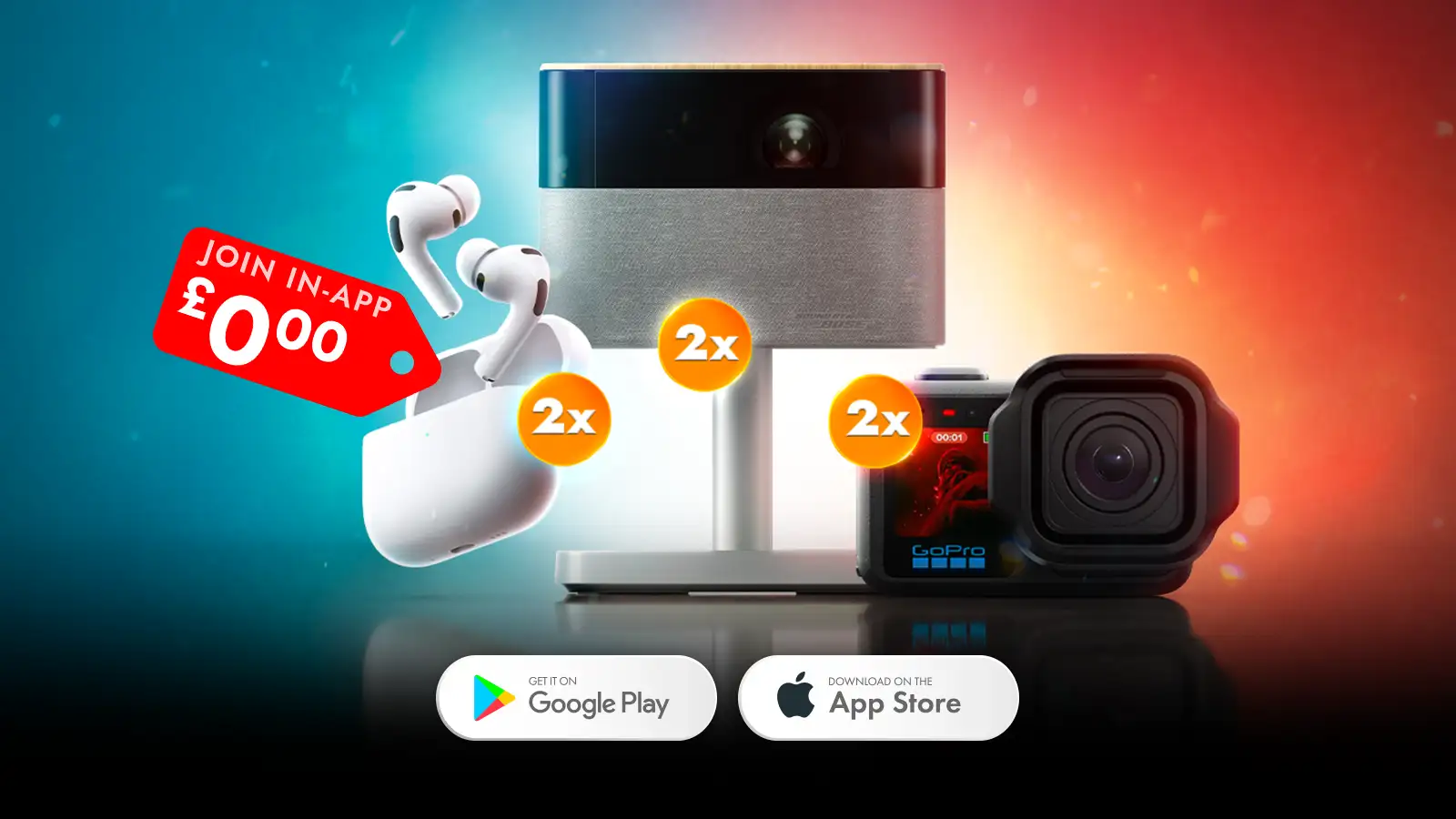   Win Free 2x Epson Lifestudio Flex Oak Projectors, 2x Go Pro Mission 1 Pros, 2x Apple Airpods Pro 3s