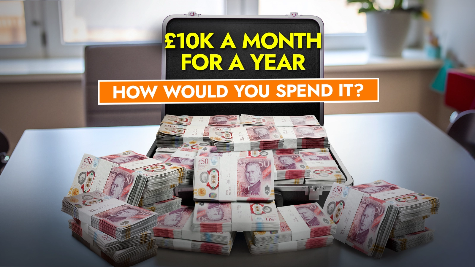  Cash Prize £10,000/month for a Year