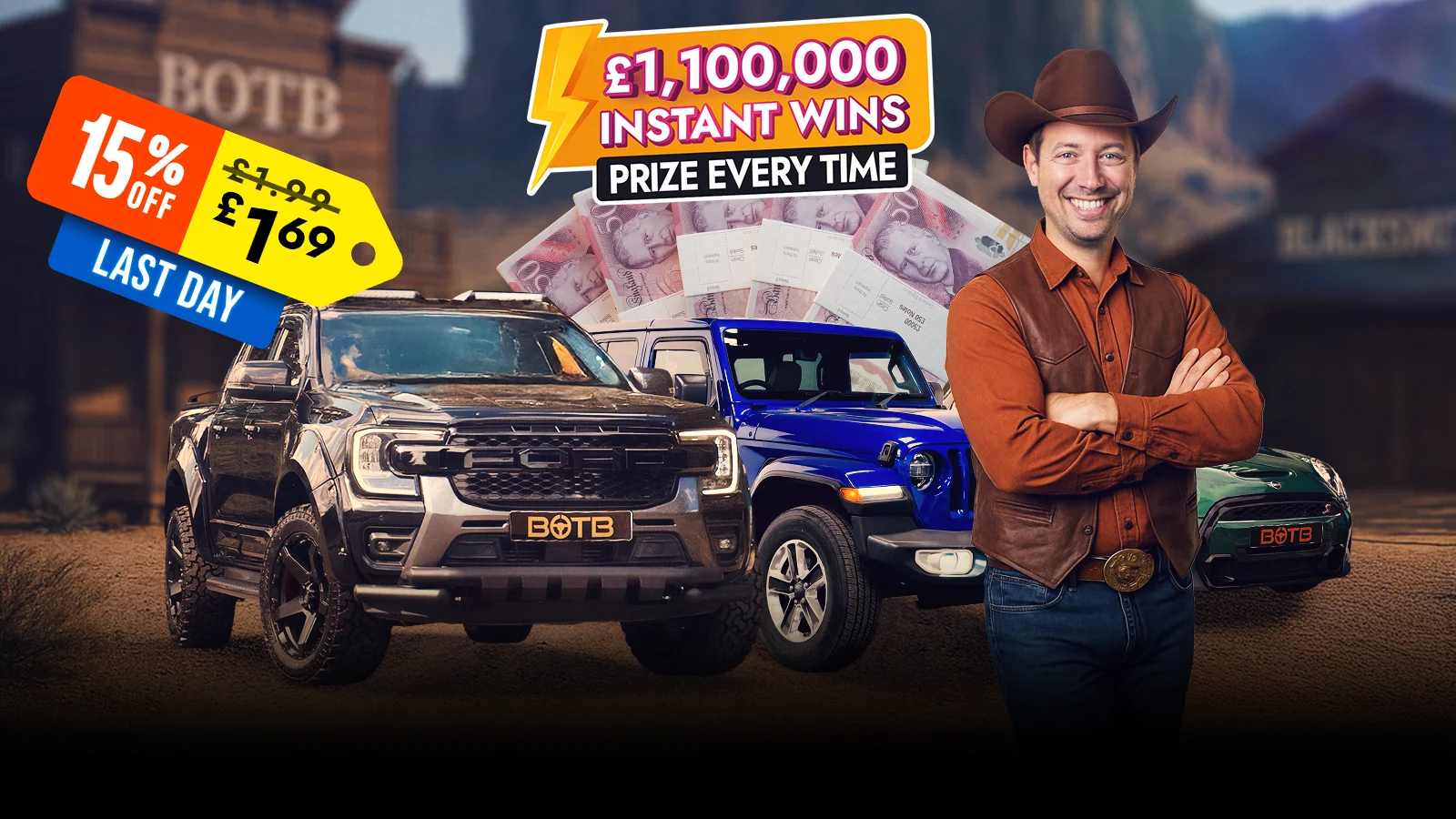 Ride into the Wild West for £1.1M Instant Rewards. Prize Every Time