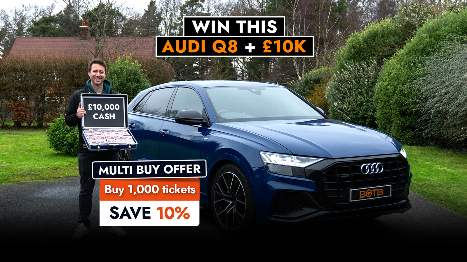   Win A Beastly Audi Q8 + £10,000 Tax-Free Cash for 8p!