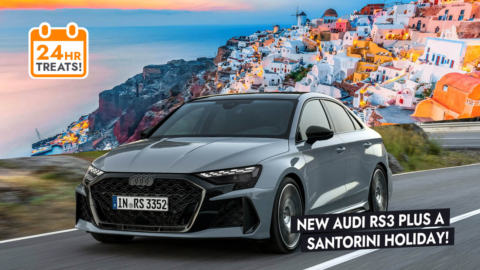 Audi RS3 Saloon + Santorini Family Holiday