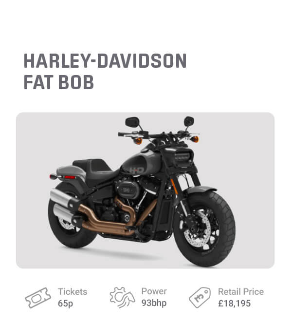 Harley-Davidson Fat Bob Motorbike giveaway prize