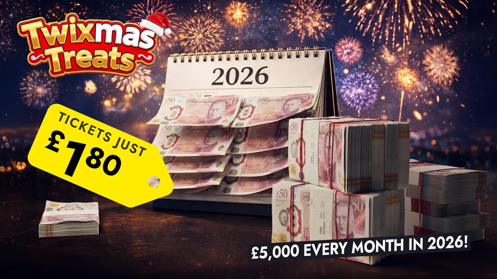  Cash Prize £5,000/month for a Year