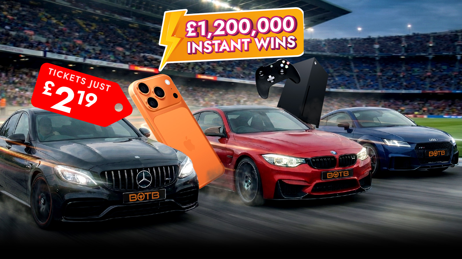   999,000 Prizes - £1.2M worth of Stunning Cars, Tech & Tons Of Cash