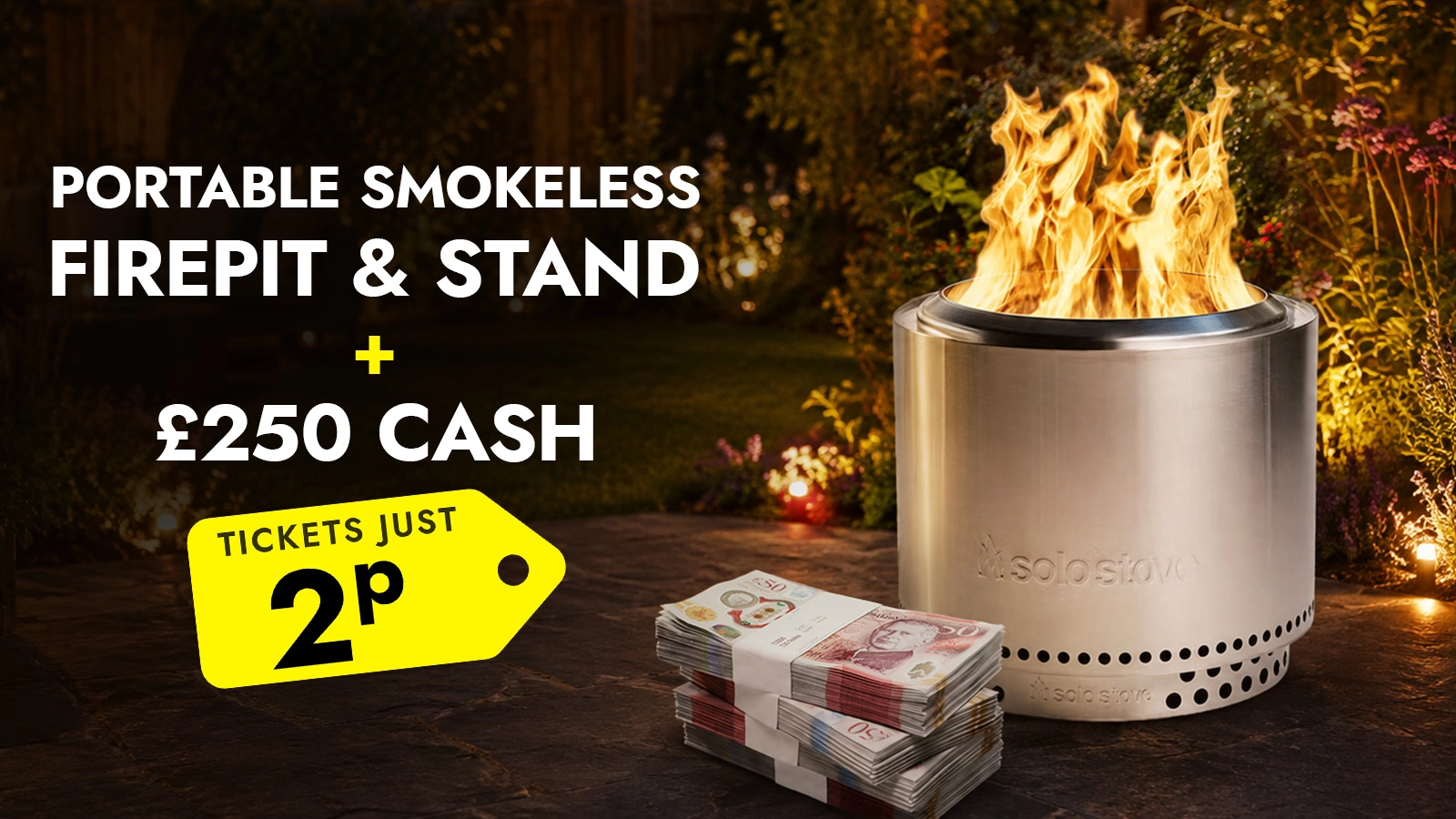   Win a Portable Smokeless Firepit & Stand + £250 Cash
