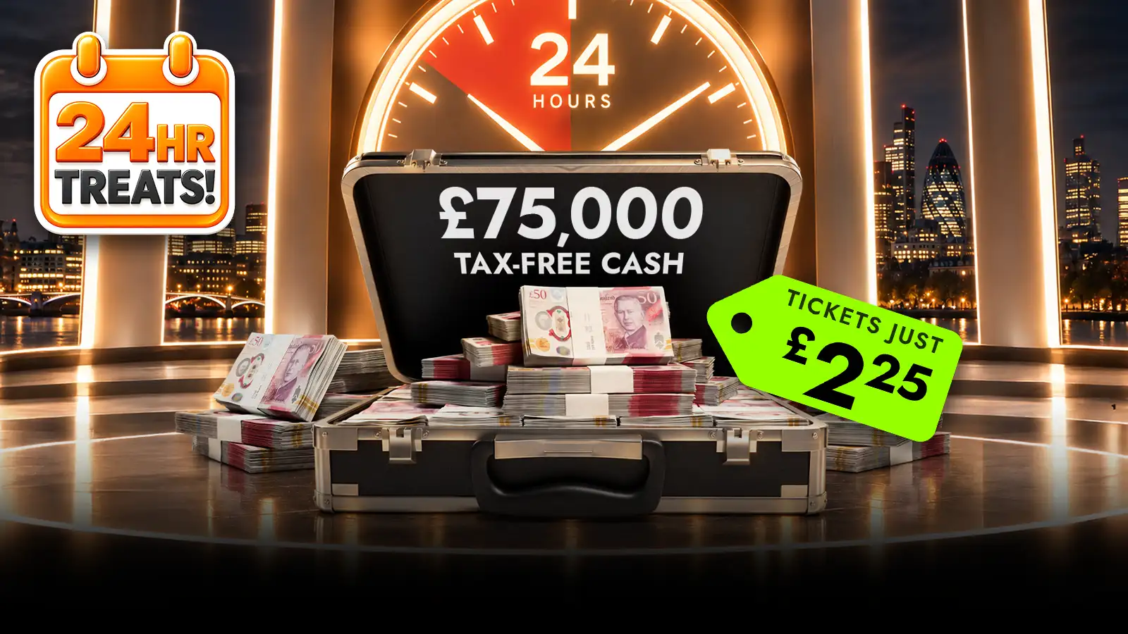  Cash Prize £75,000 Tax-Free Cash!