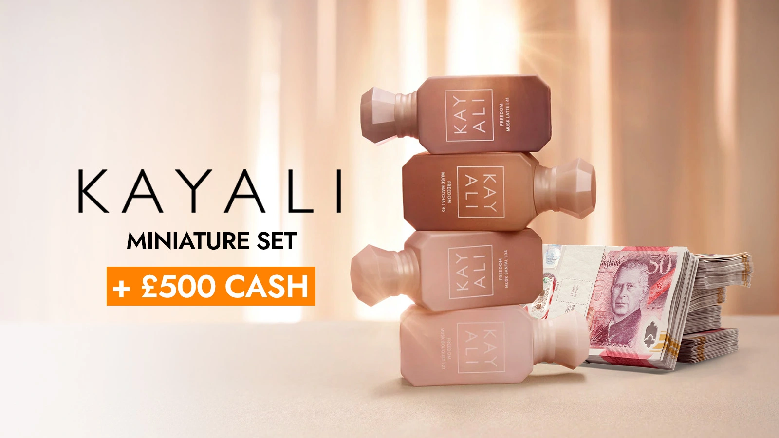   Win a Kayali Freedom Musk Obsessions Miniature Set + £500 Cash