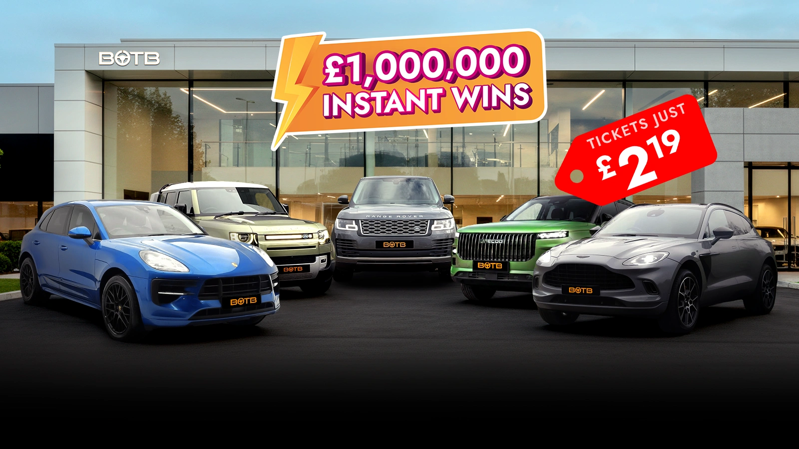   8 Stunning SUVs, £1 Million In Prizes & Only £2.19 a ticket!