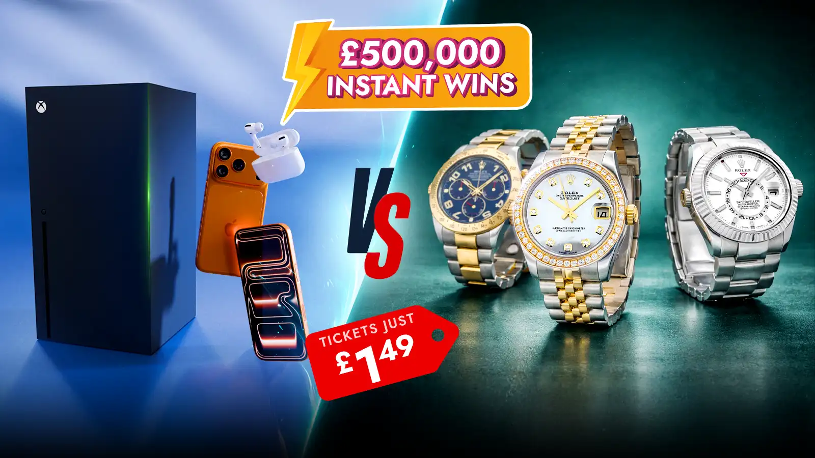   Tech Vs Watches -  Which Will Win? 999,000+ Prizes!