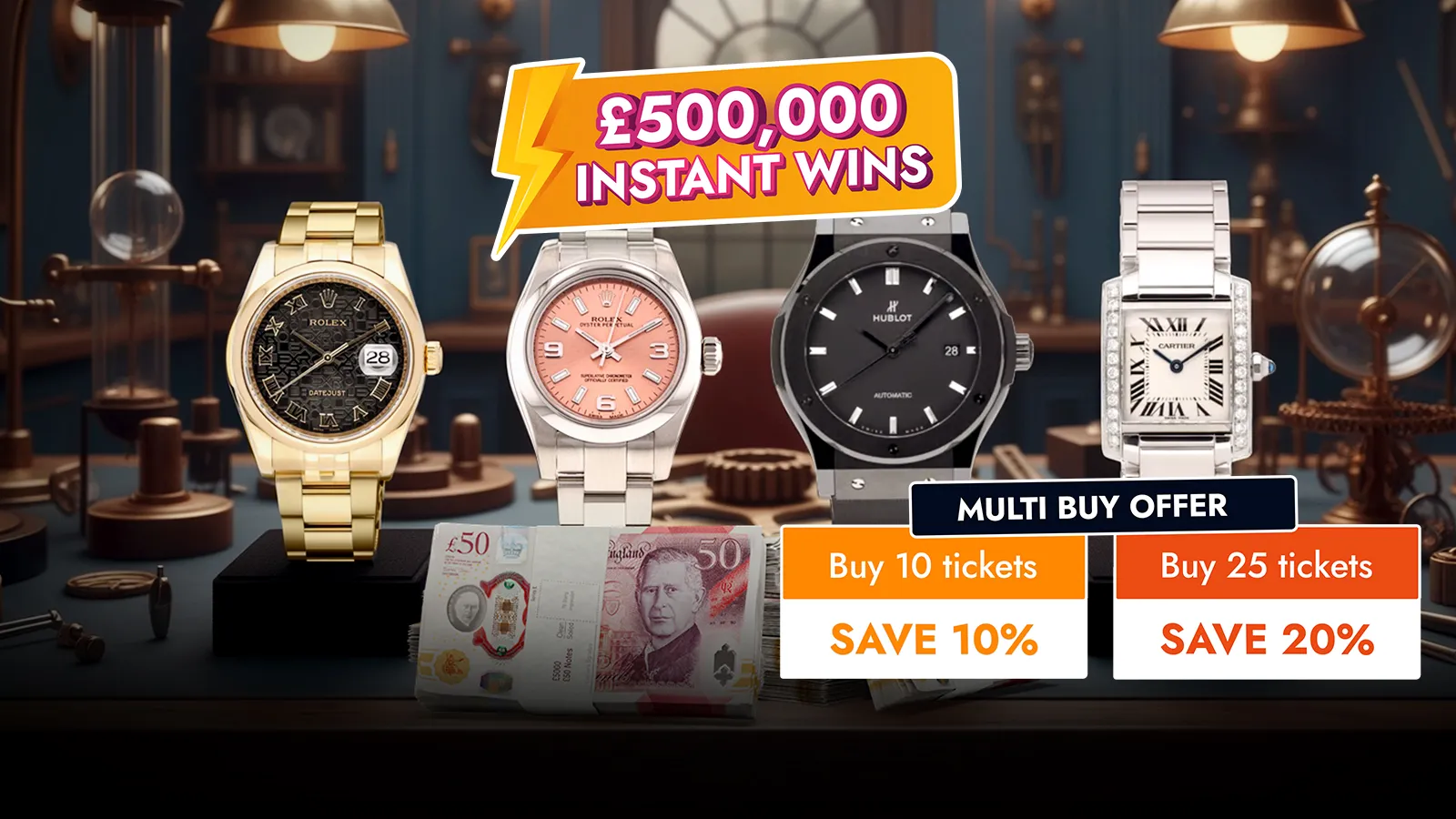   Yours to Win – 13 Luxury Watches + 400k Worth of Cash and Credit!