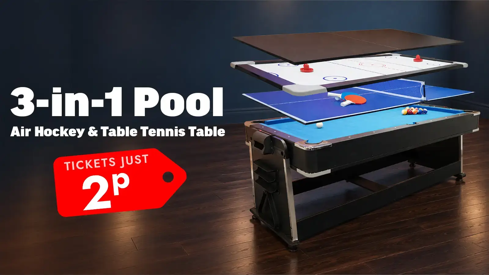   Win this 3-in-1 Pool, Air Hockey & Table Tennis Table!