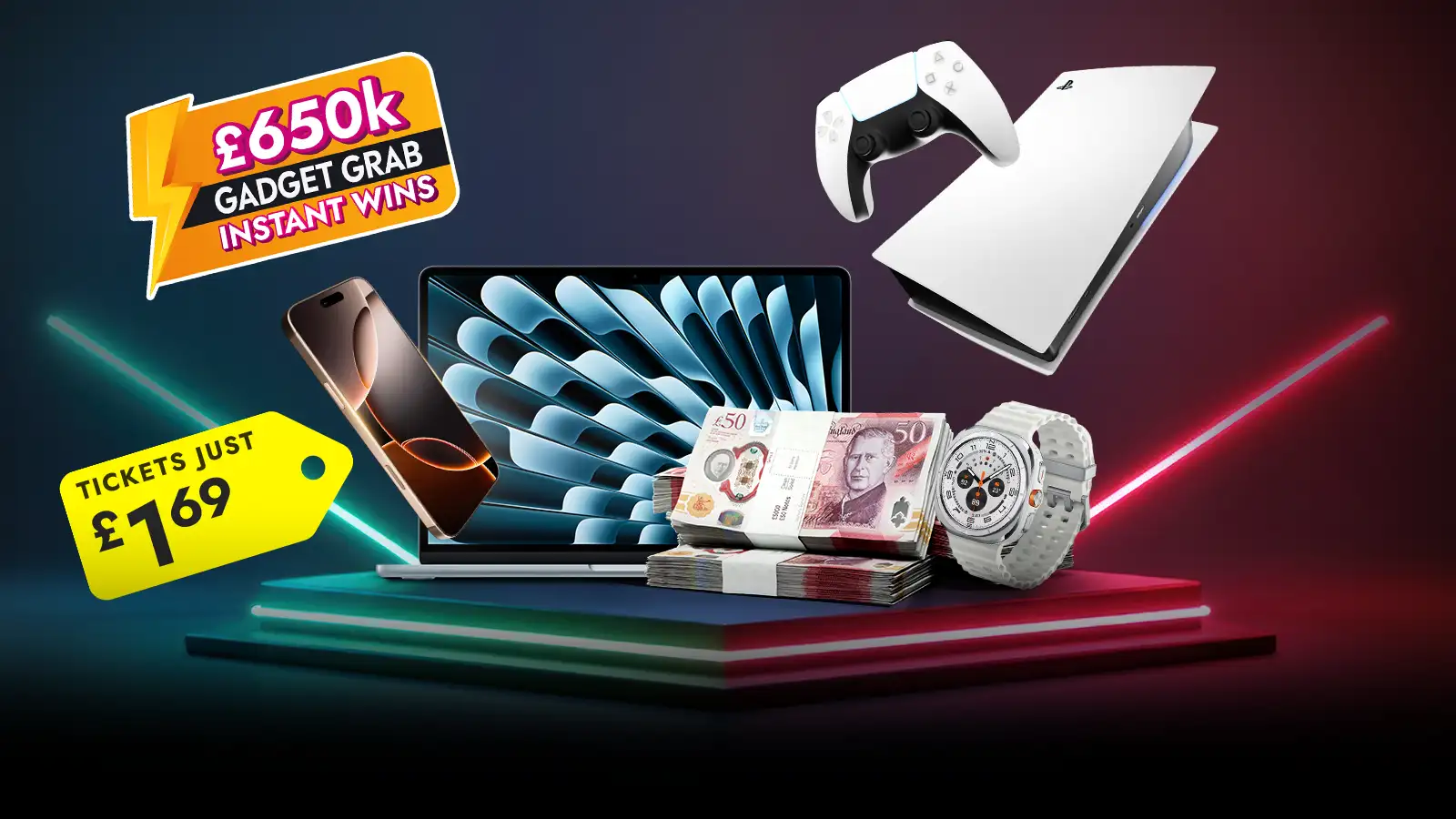 Join now! 3 Days Only – £650k Worth of Brand-New Tech and Cash Prizes to be Won Instantly!