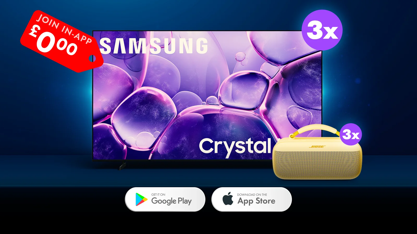   Win 3x 65" Samsung TVs + 3x Bose Speakers – Free in App!