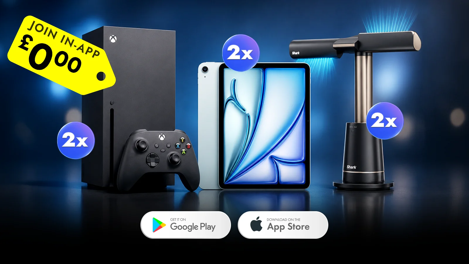   Win Free 2x Apple iPad Airs, 2x Xbox Series Xs, 2x Shark TurboBlade High Speed Fan Cooling Systems